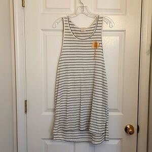 Black and White Sleeveless Dress with Gold Details